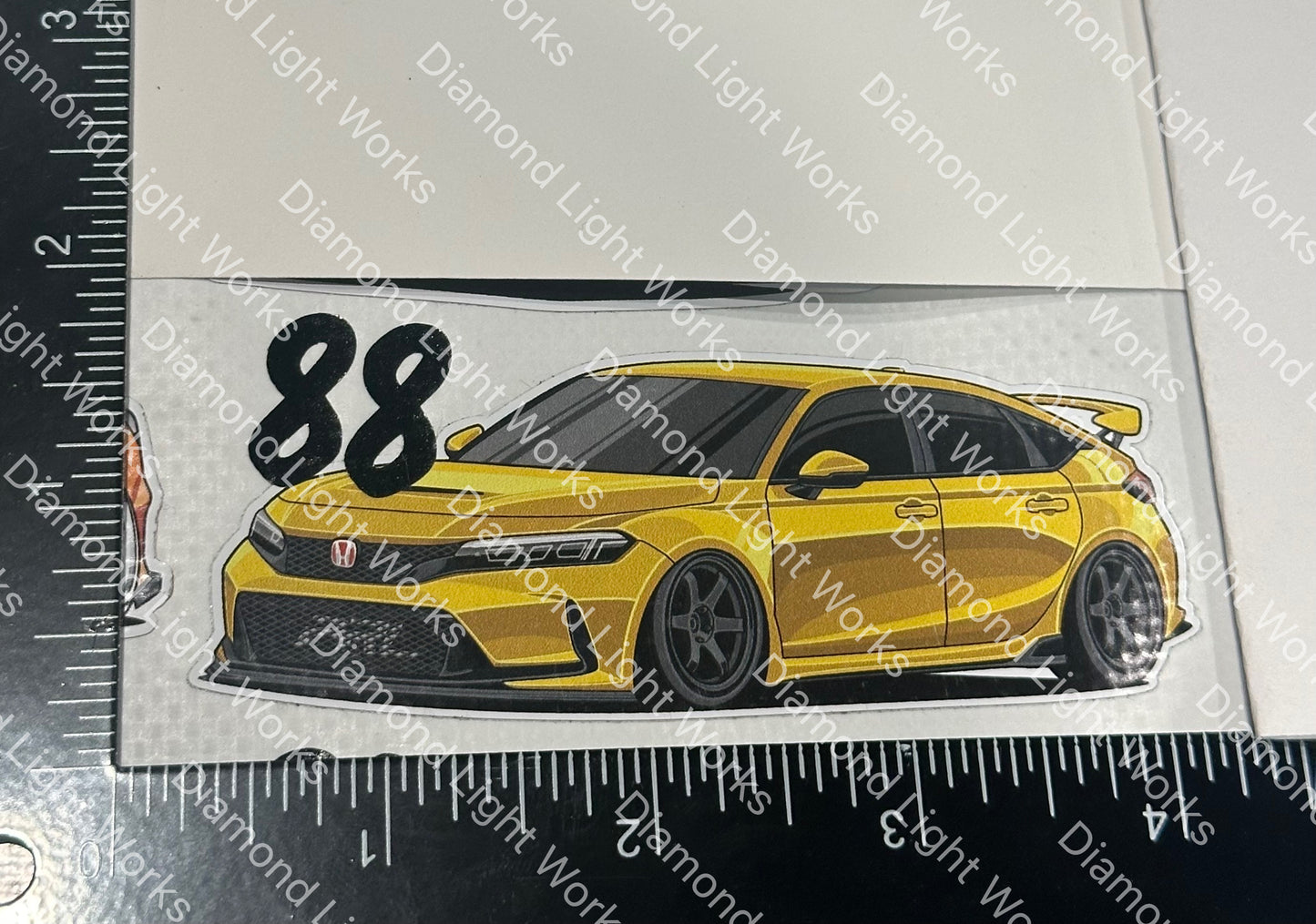 Honda civic fl5 yellow sticker decal