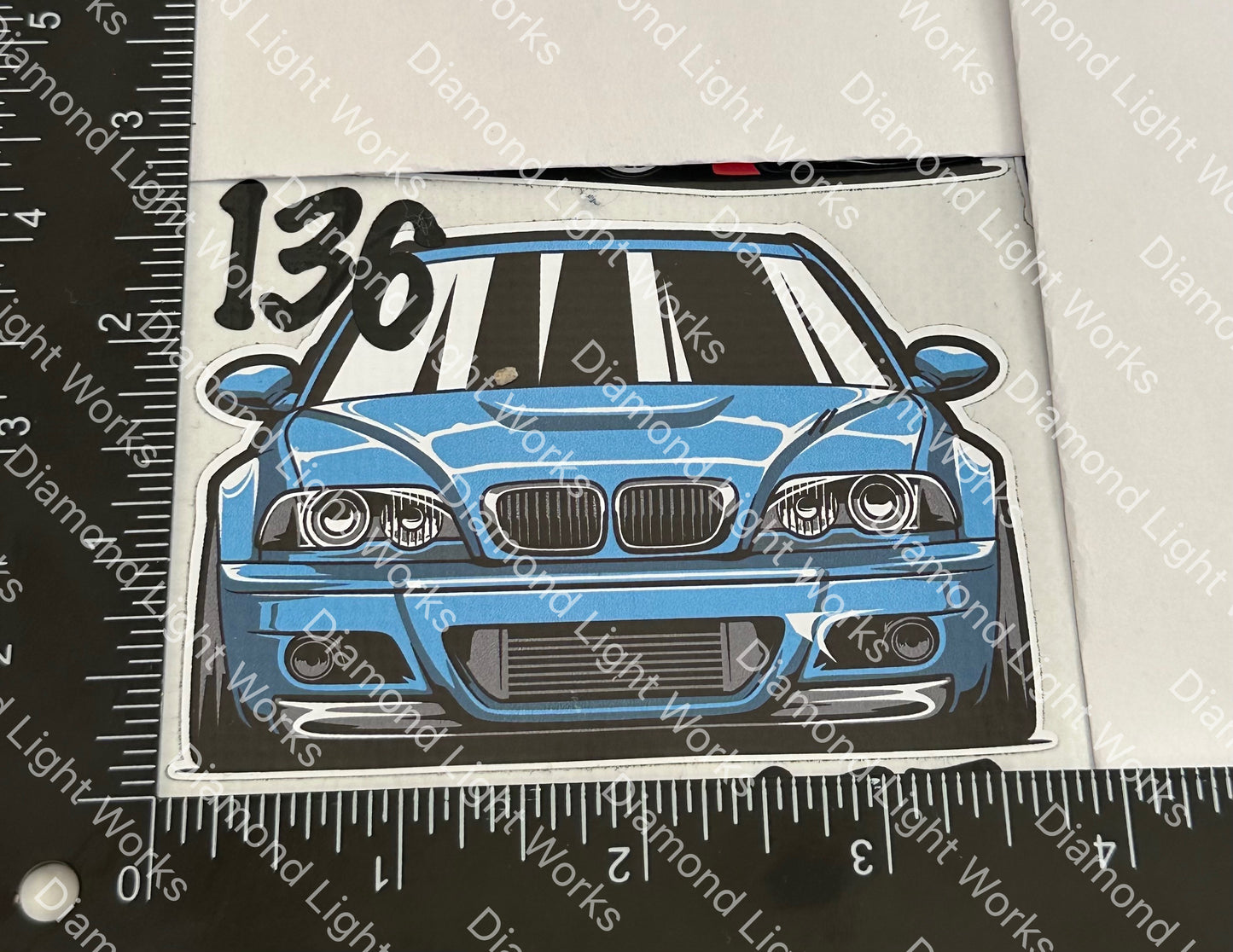 BMW e46 m3 front blue sticker decal