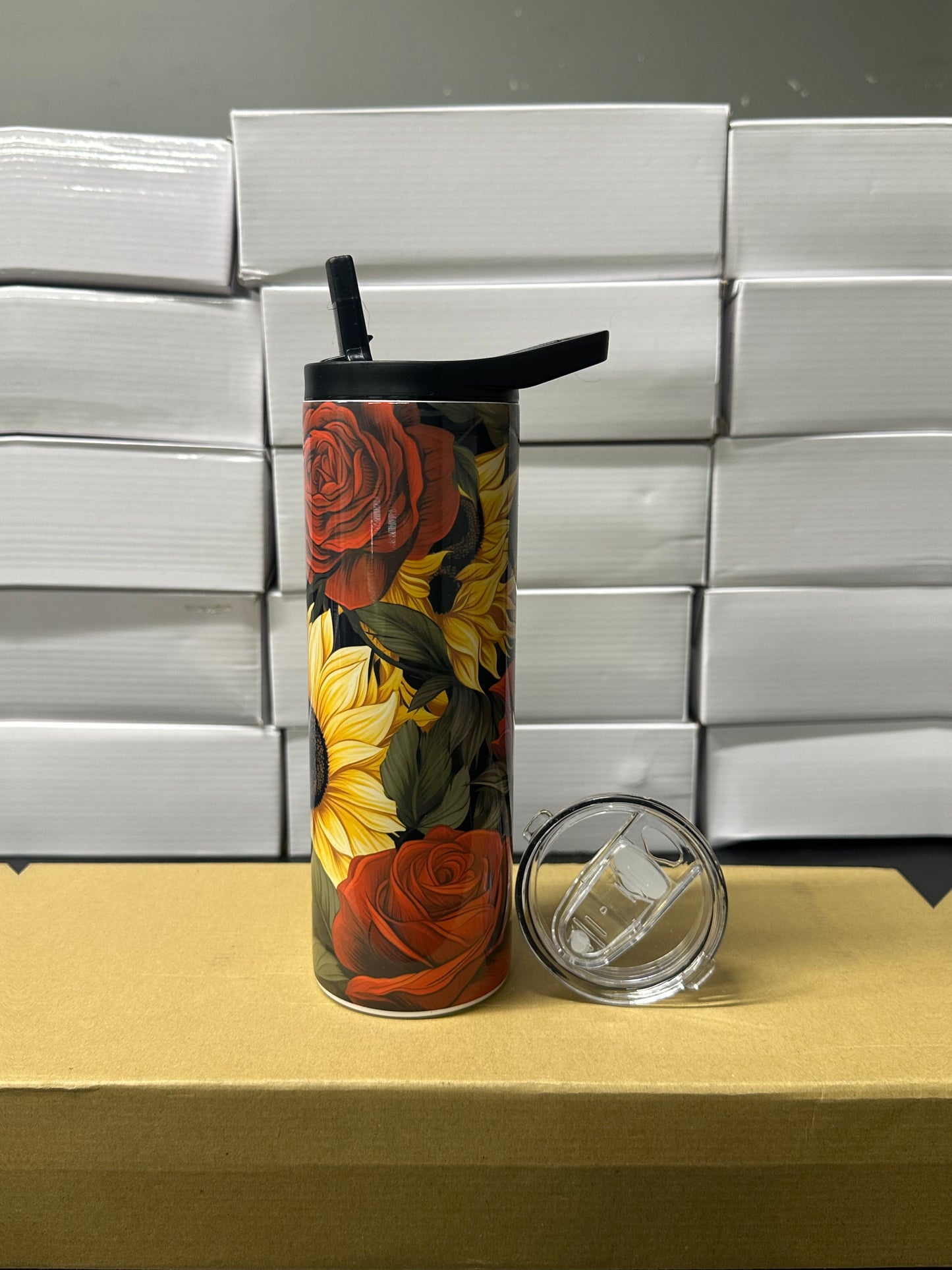 Roses and sun flowers tumbler