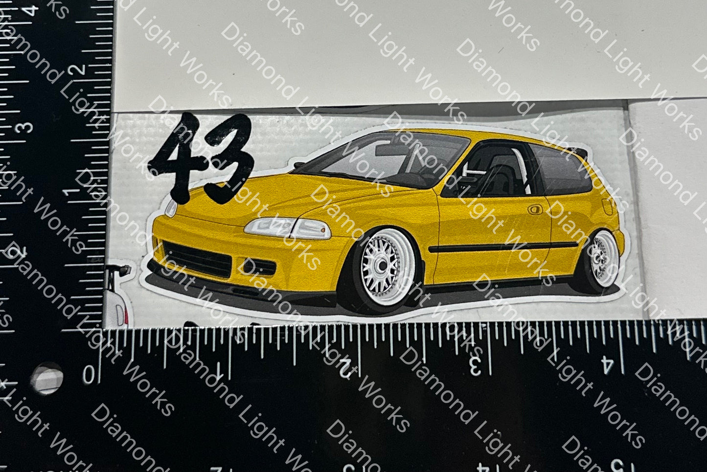 Honda civic eg hatch yellow sticker decal