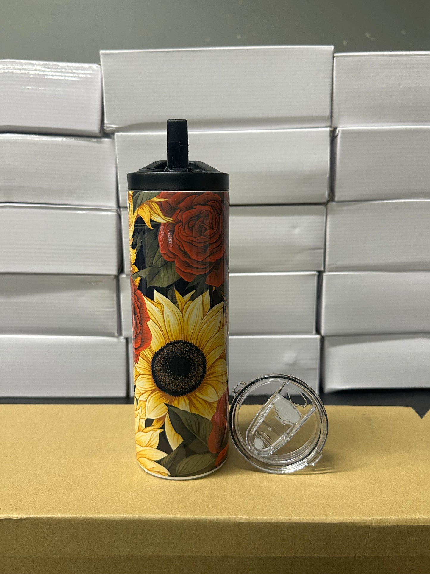 Roses and sun flowers tumbler