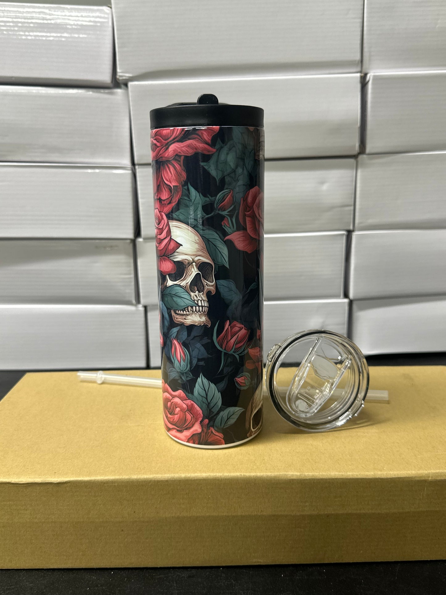Skulls and roses tumbler