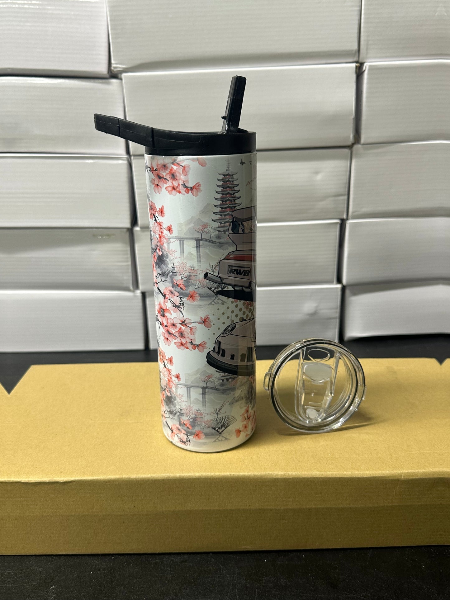 Porsche rwb cherry blossom tumbler