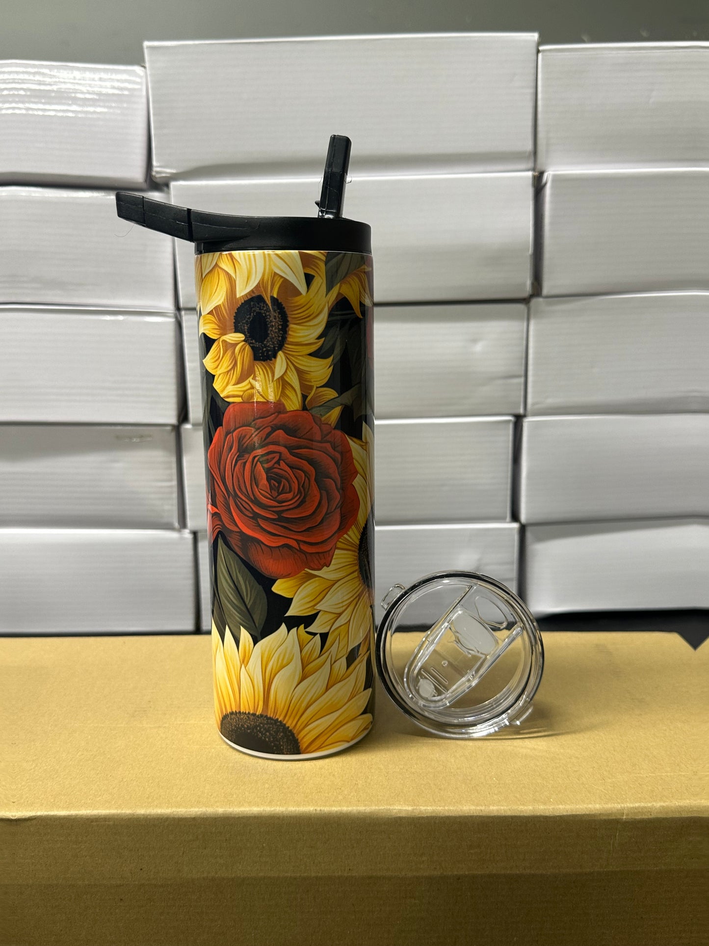 Roses and sun flowers tumbler