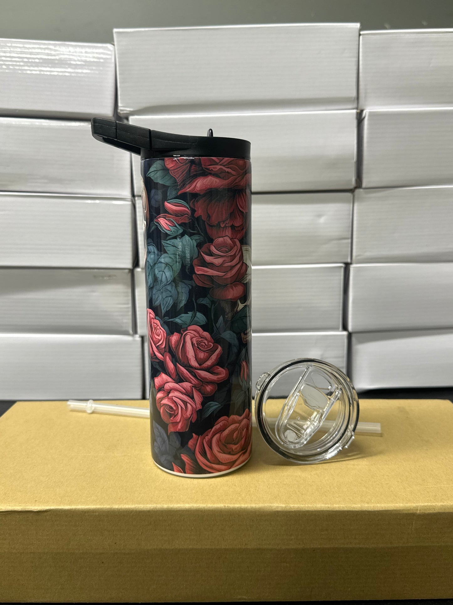 Skulls and roses tumbler