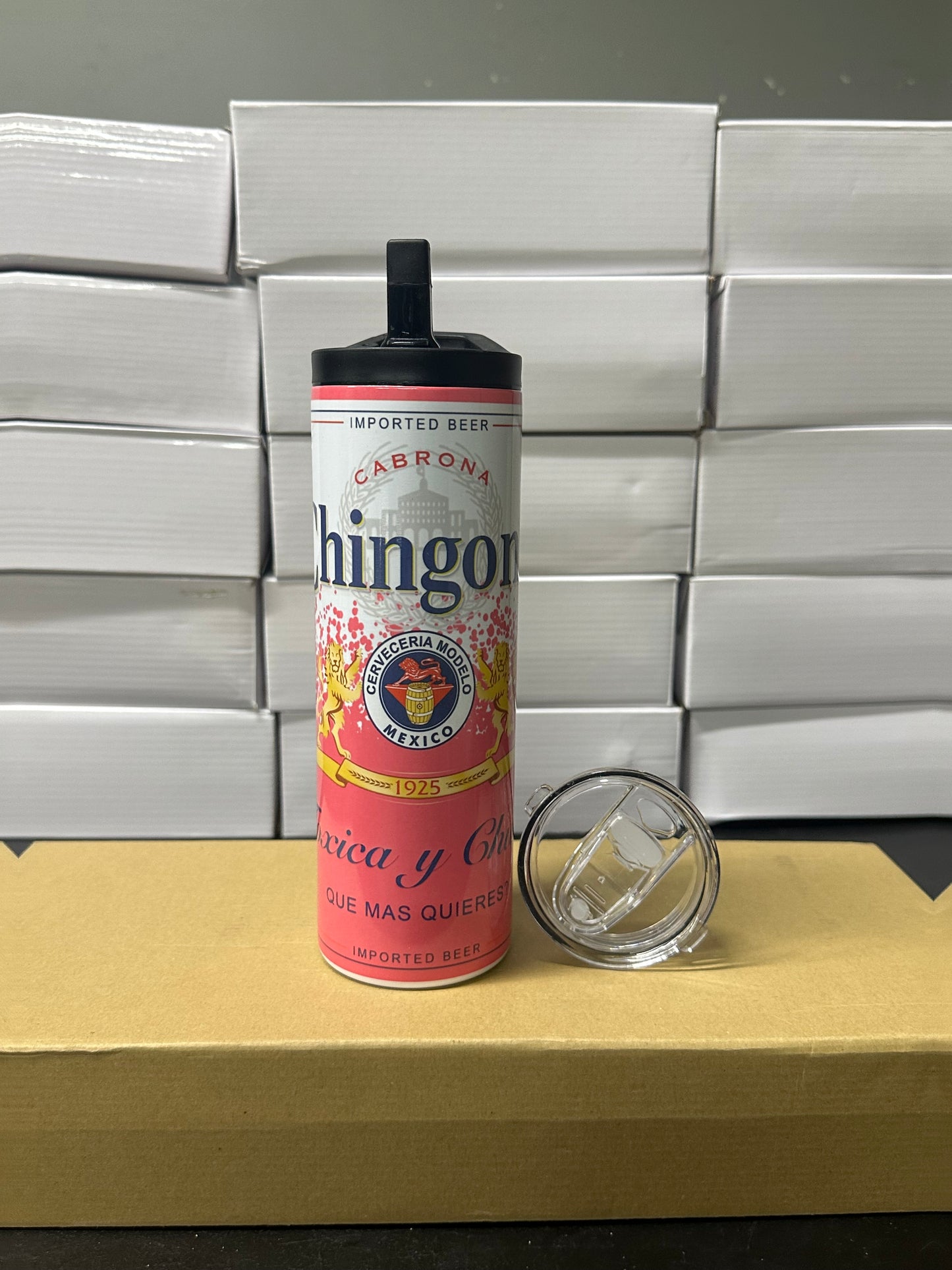 Chingona model pink tumbler