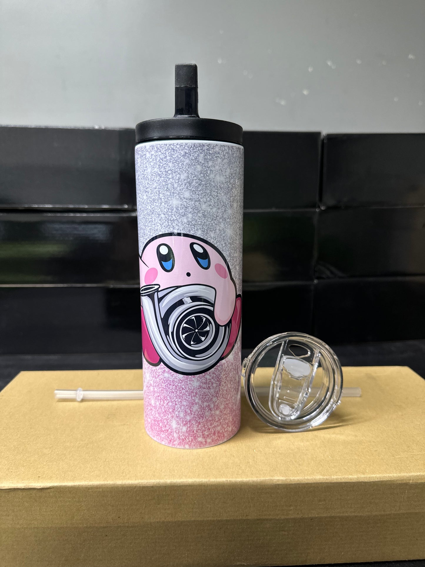 Kirby turbo glitter tumbler