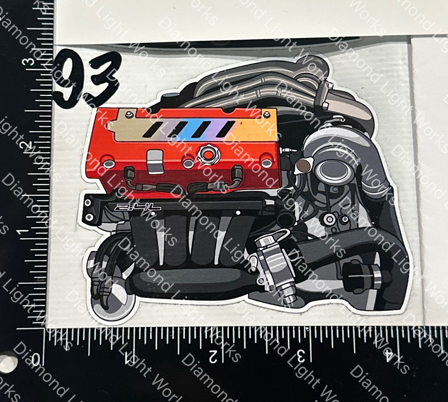 Honda k series engine turbo red sticker decal