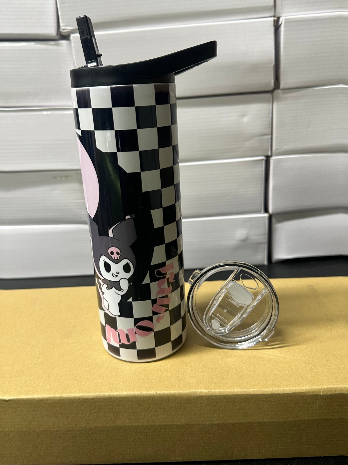 Kuromi & melody checkered tumbler