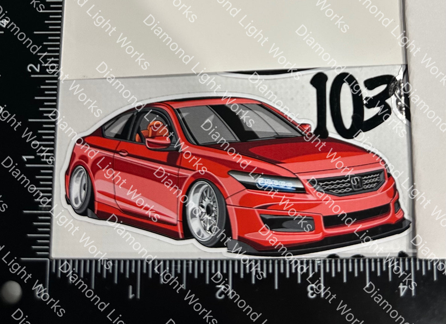 Honda civic accord 8th red sticker decal