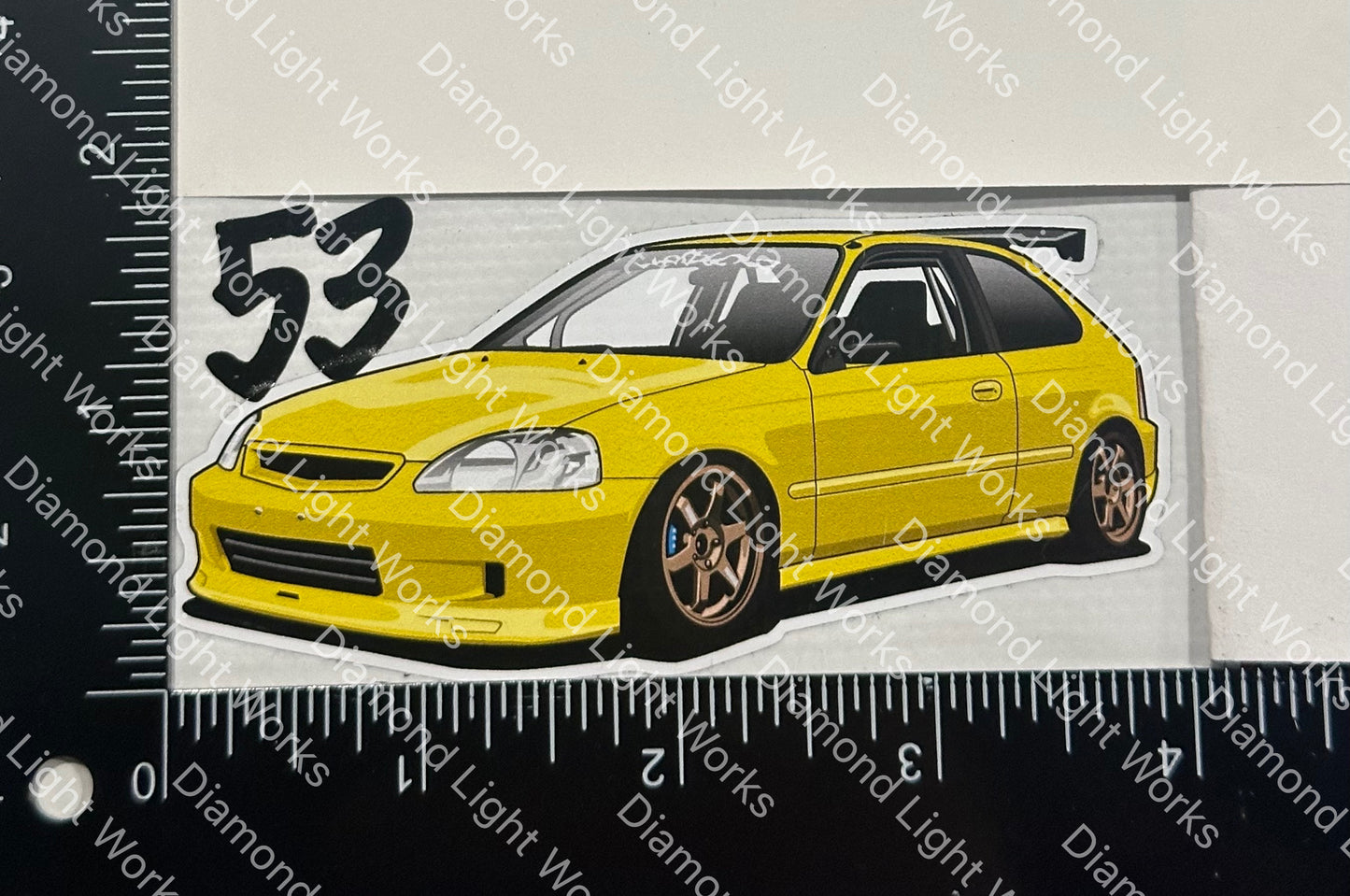 Honda civic ek hatch yellow sticker decal