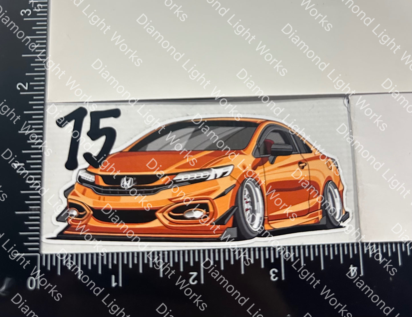 Honda civic 9th gen orange sticker decal