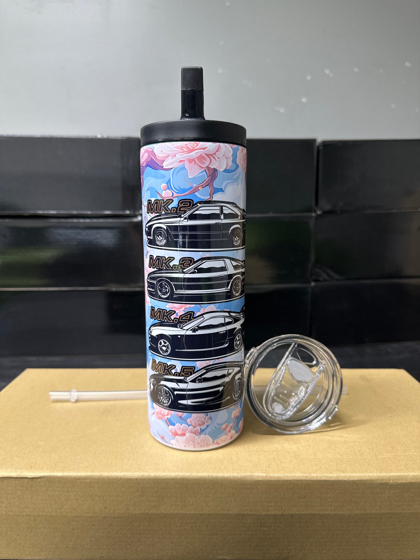 Toyota Supra gen cherry blossom tumbler