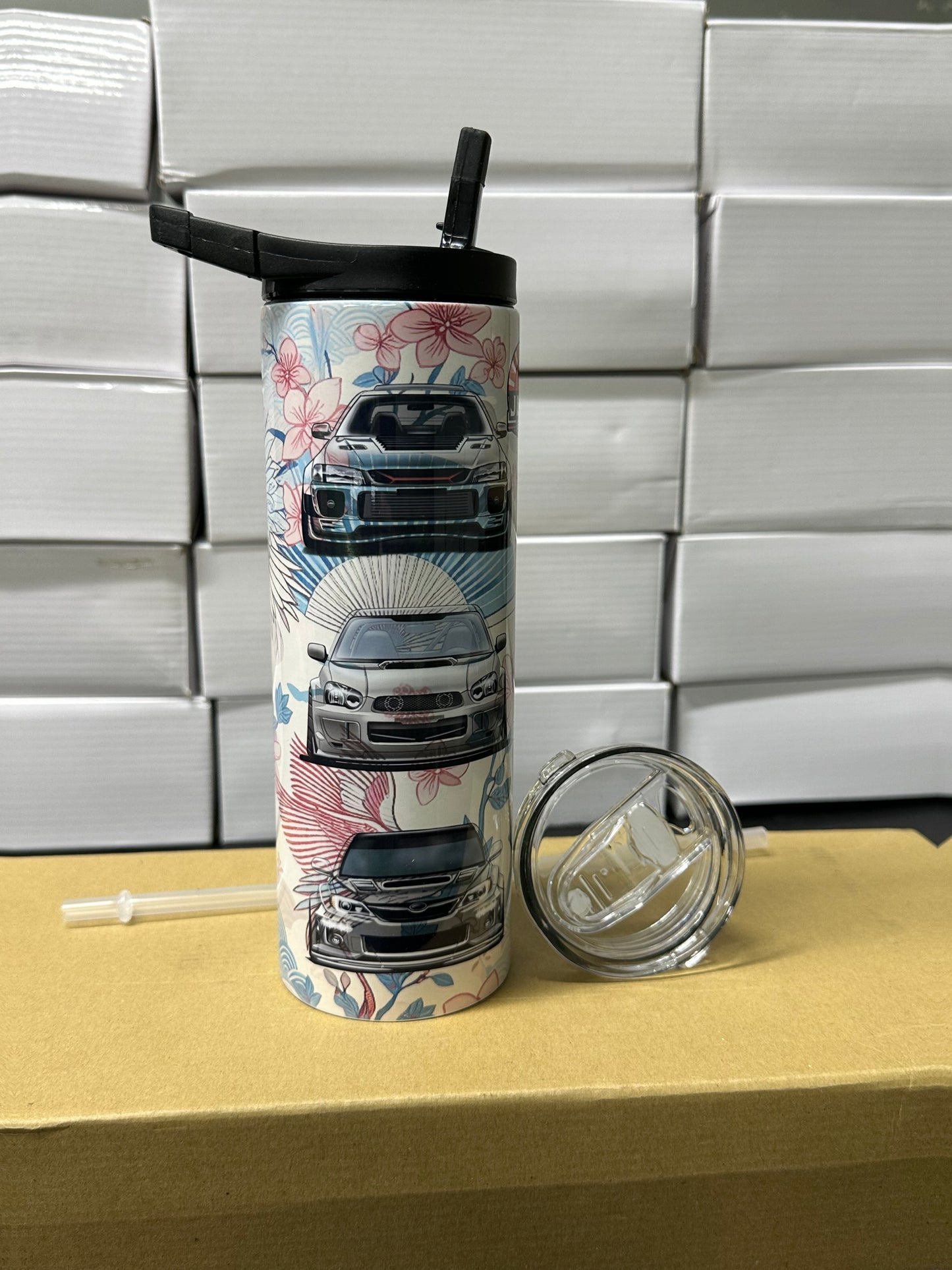Subaru wrx sti generation flower tumbler