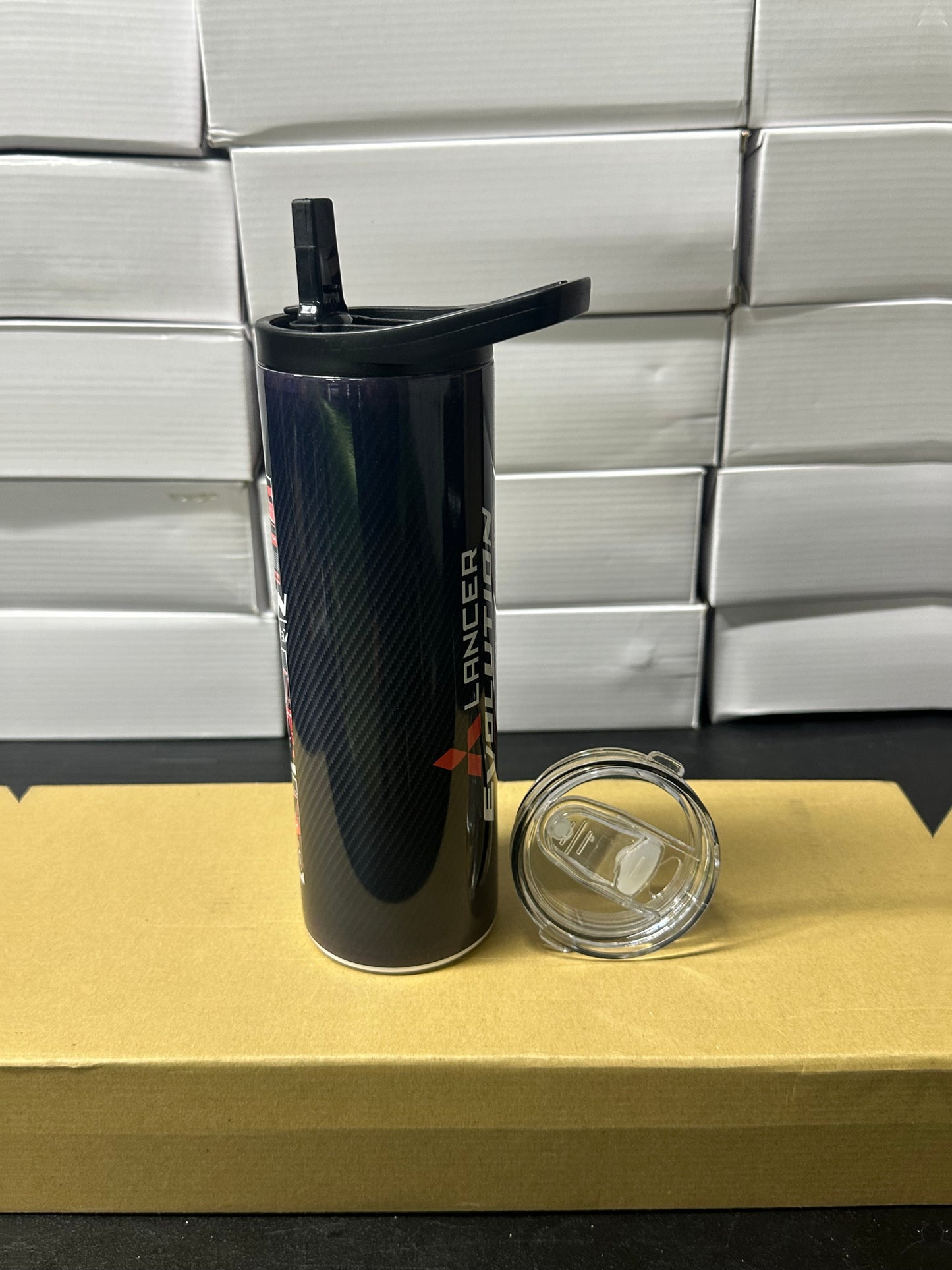 Mitsubishi lancer evolution carbon tumbler