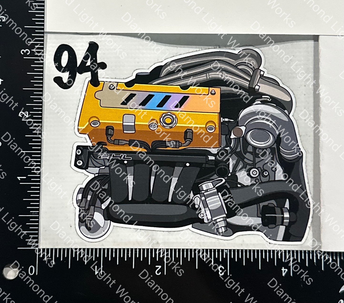 Honda k series engine turbo yellow sticker decal