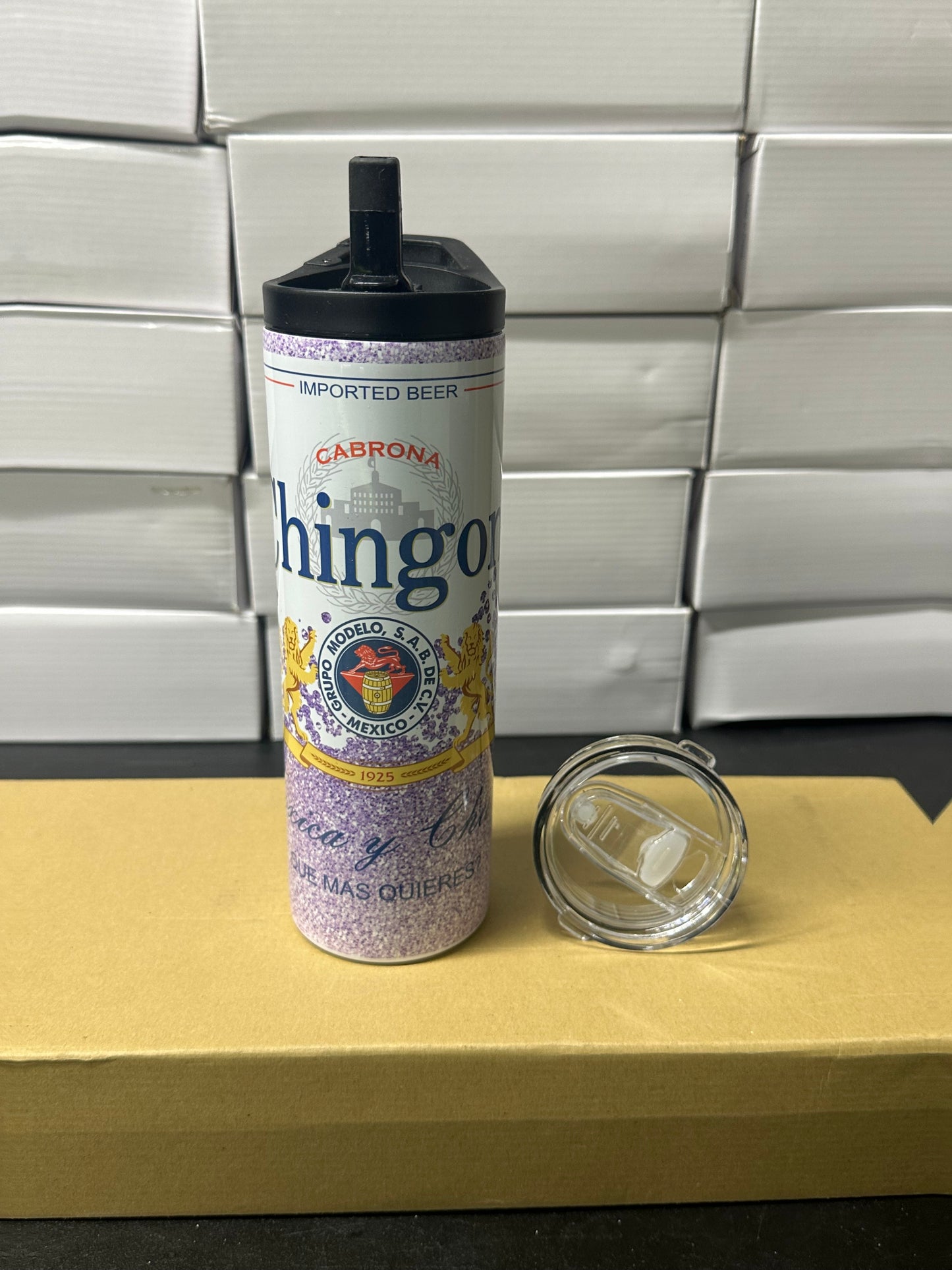 Modelo chingona purple tumbler