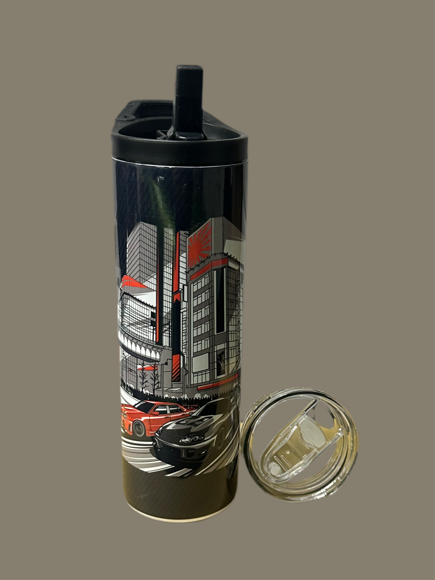 Supra & skyline city carbon tumbler