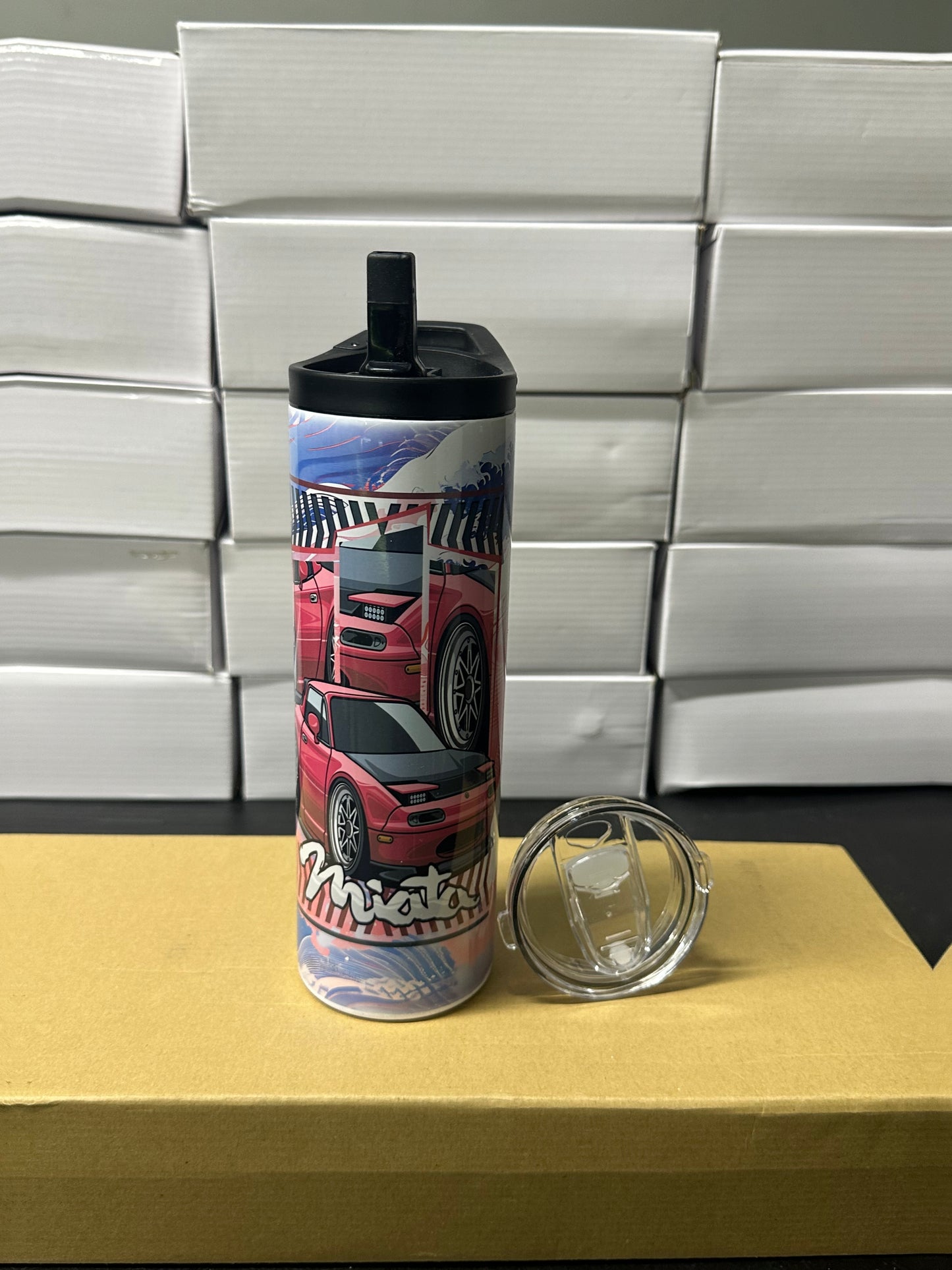 Mazda Miata waves tumbler