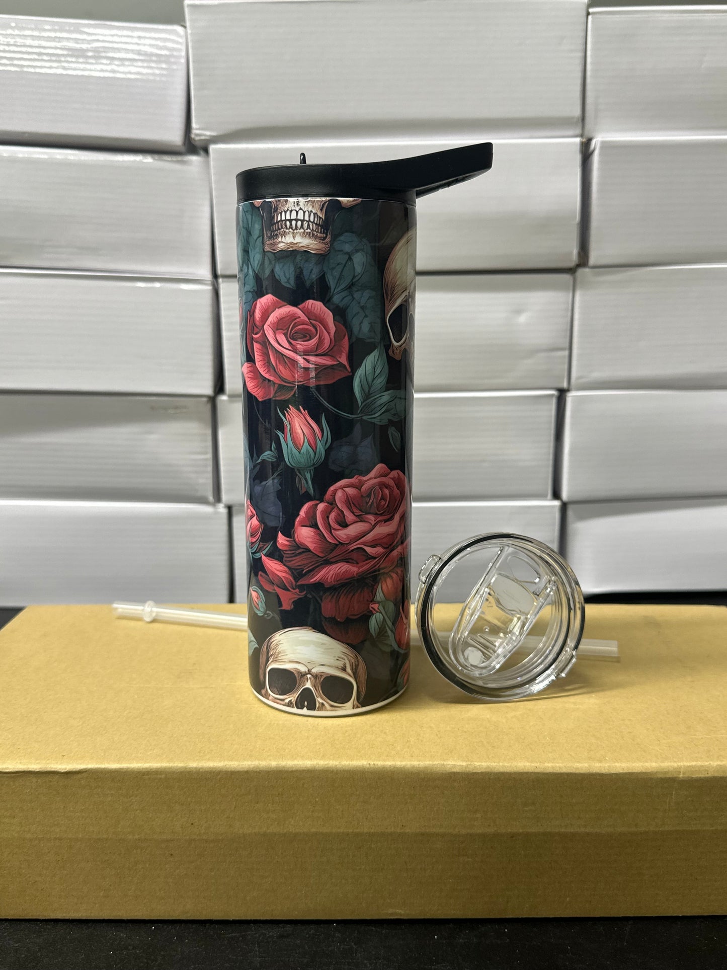 Skulls and roses tumbler