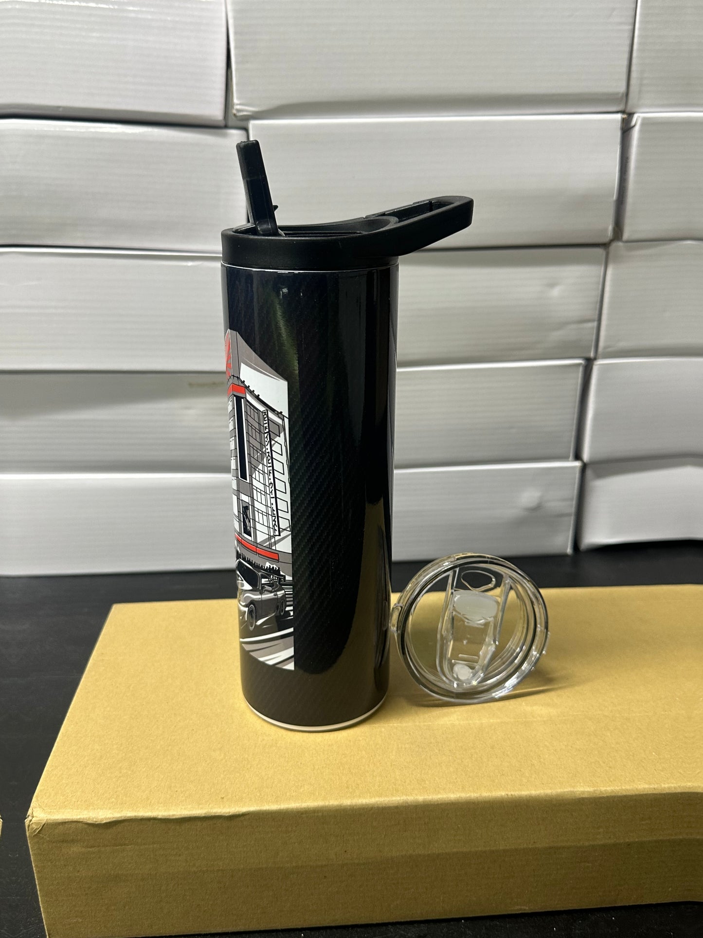 Supra & skyline city carbon tumbler
