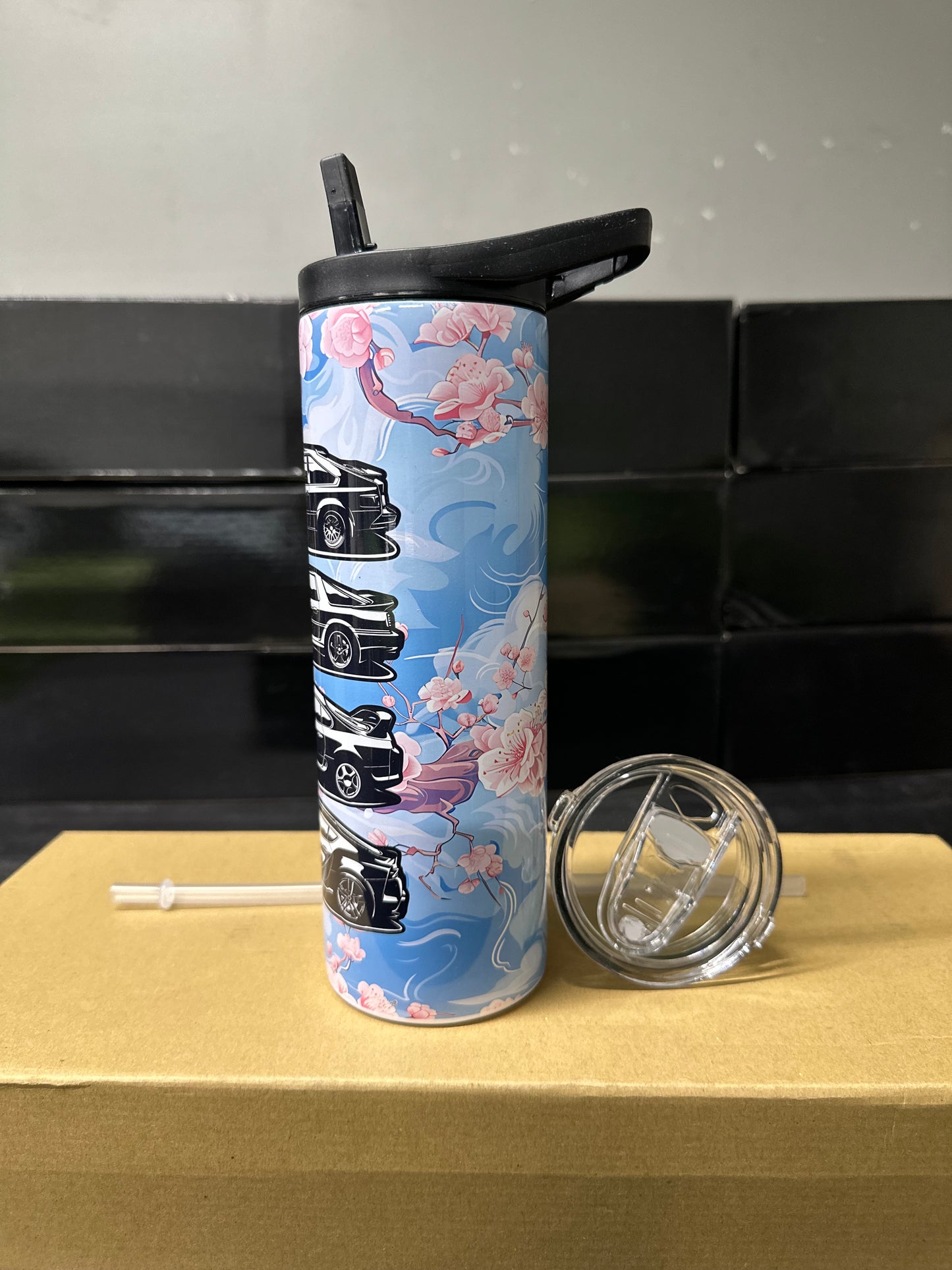 Toyota Supra gen cherry blossom tumbler