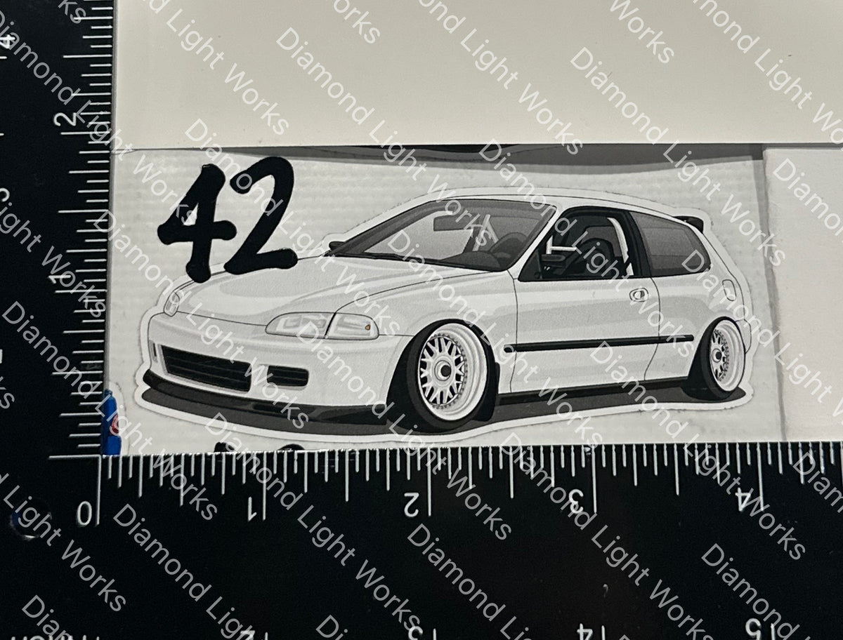 Honda civic eg hatch white sticker decal – Diamond Light Works