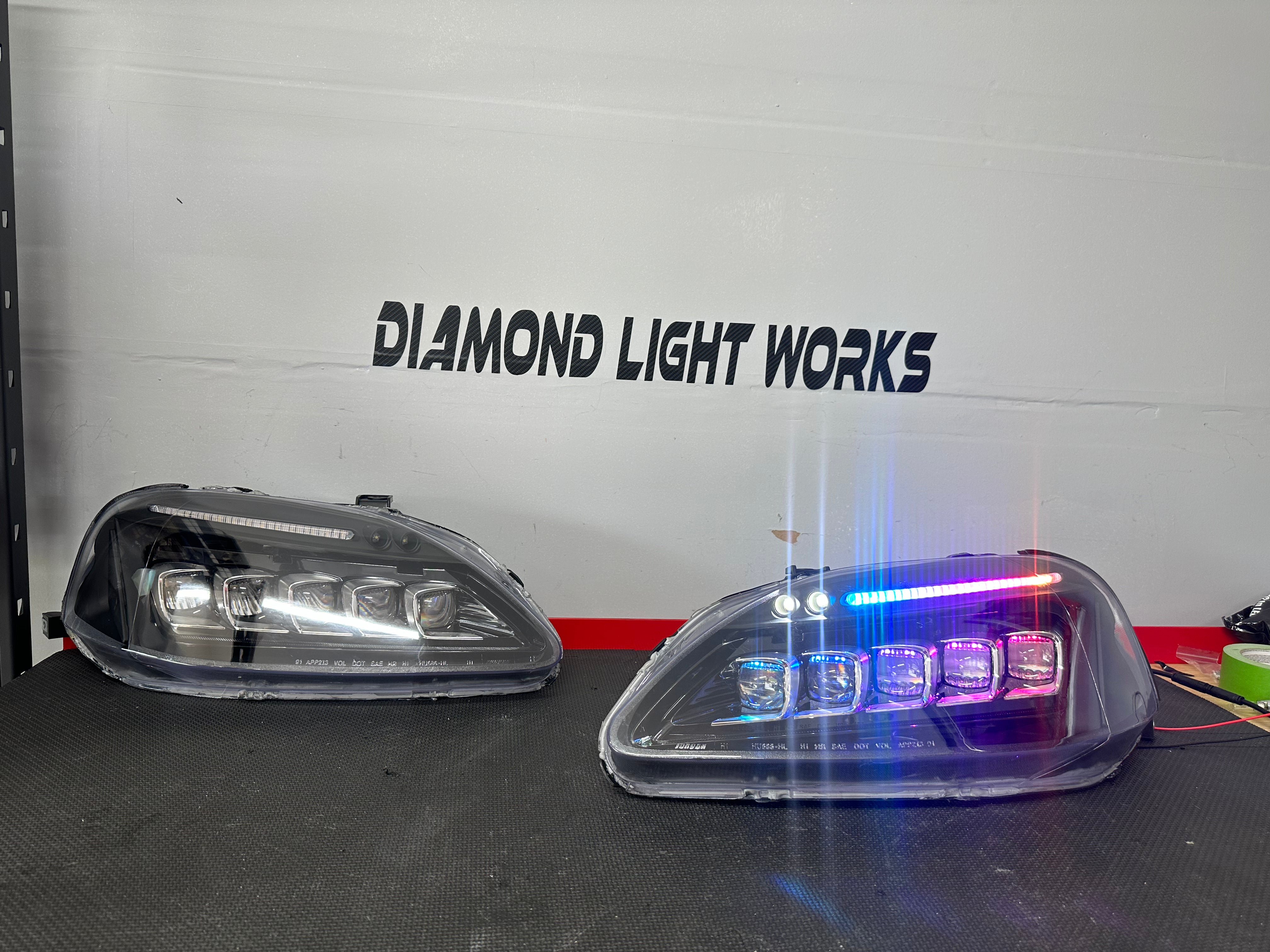Chrome Amber Corner Headlights For 1999-2000 Honda Civic DX EX – With Bulbs, DOT/SAE Certified