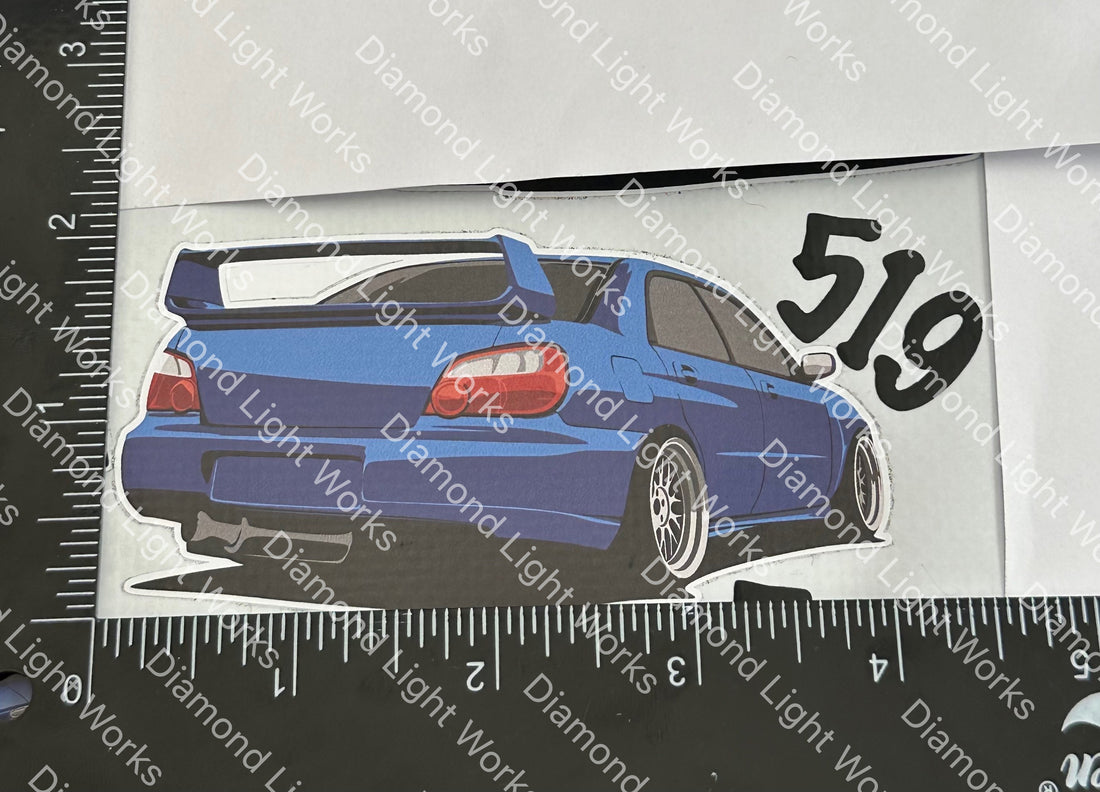 Subaru wrx sti rear blue sticker decal – Diamond Light Works