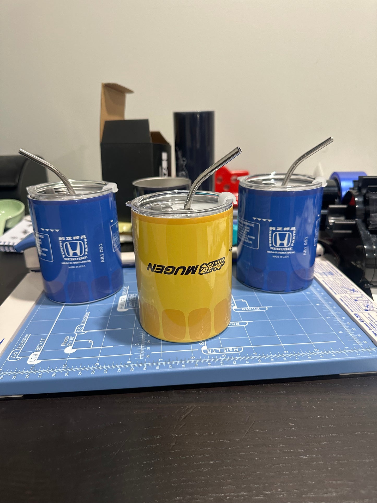Mugen upside down oil filter tumbler cup