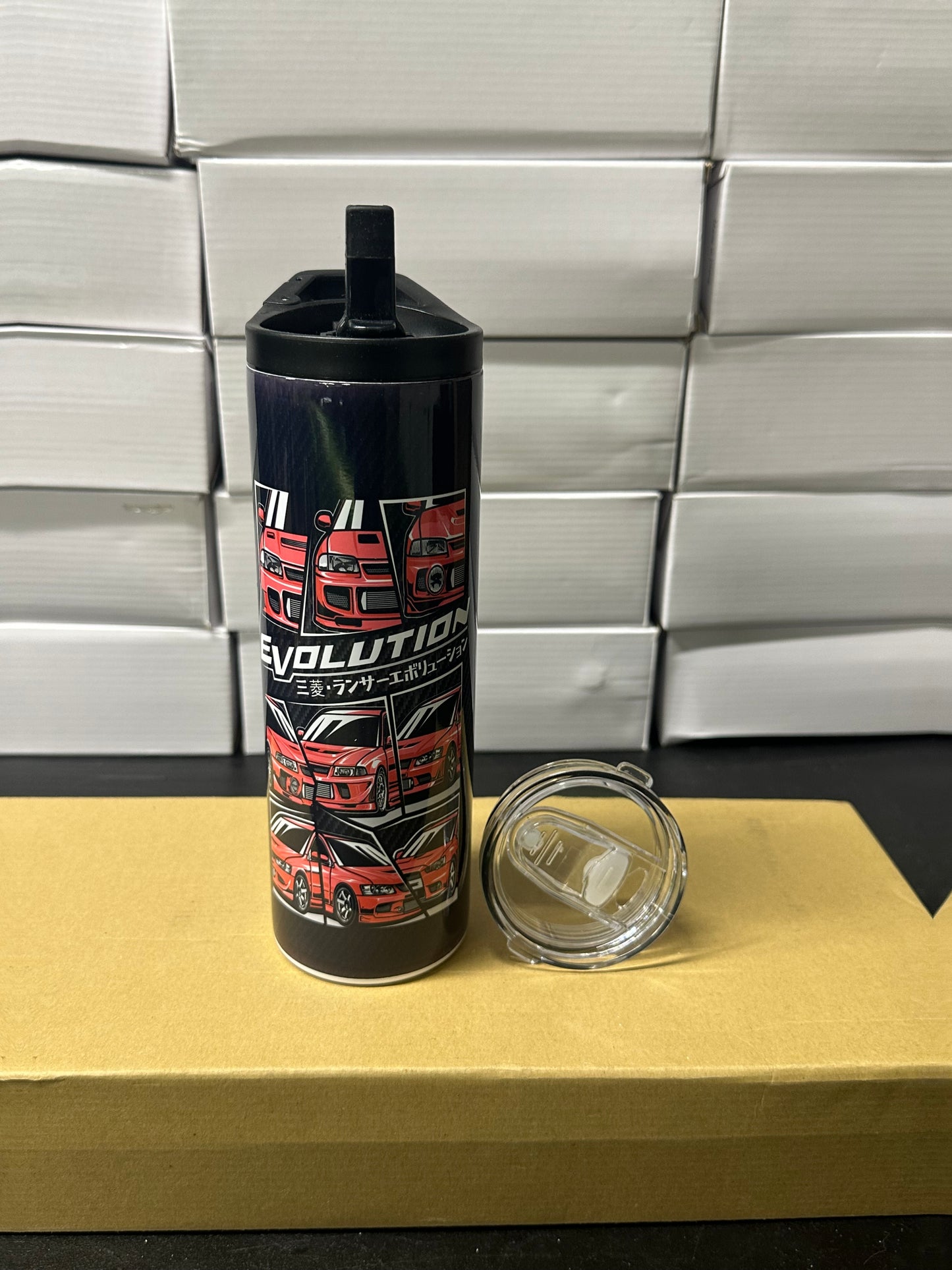 Mitsubishi lancer evolution carbon tumbler
